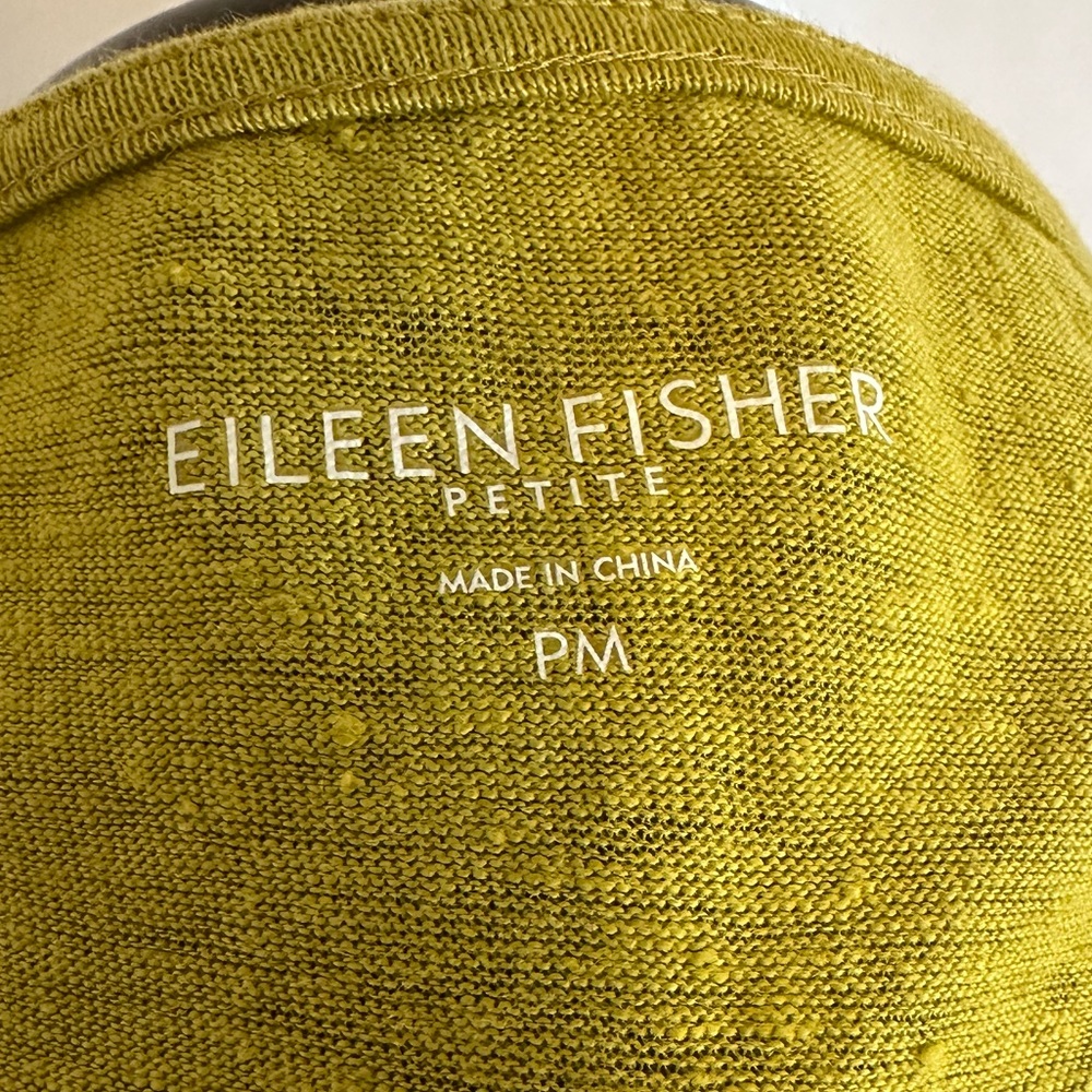 Eileen Fisher BEADED CHARTREUSE 100% Linen Petite Medium - Picture 6 of 10